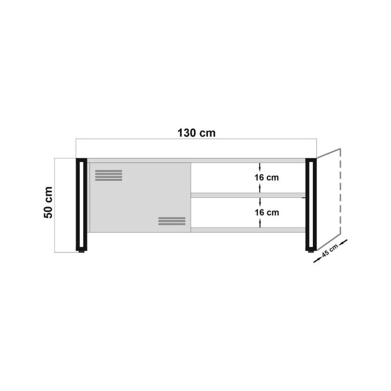 Mobile TV quercia e nero 130x45x50h cm in legno - Cyprien