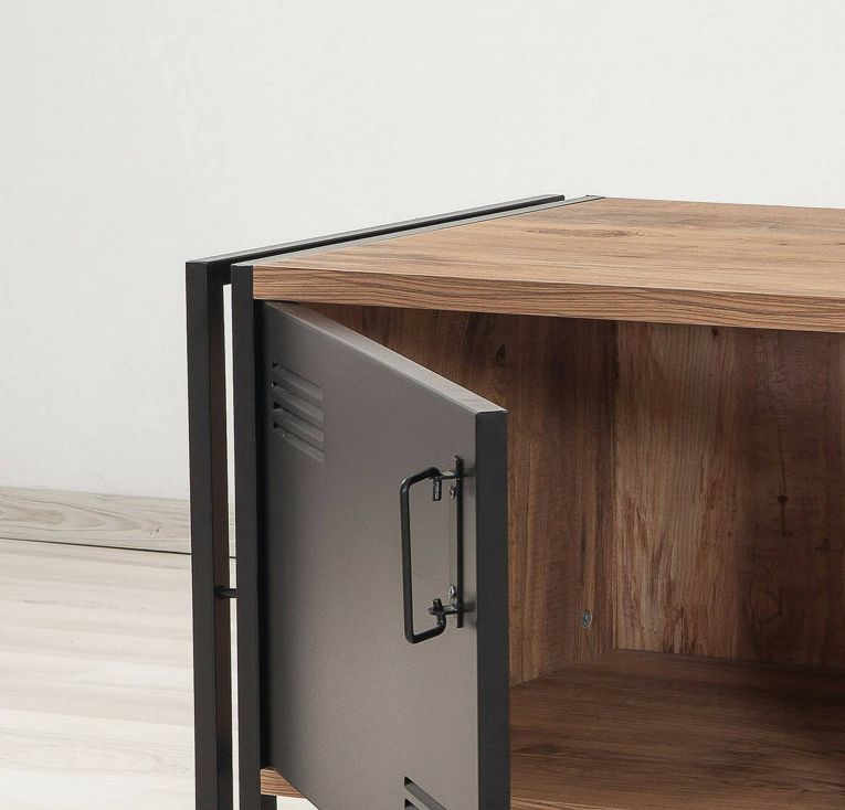 Mobile TV quercia e nero 130x45x50h cm in legno - Cyprien
