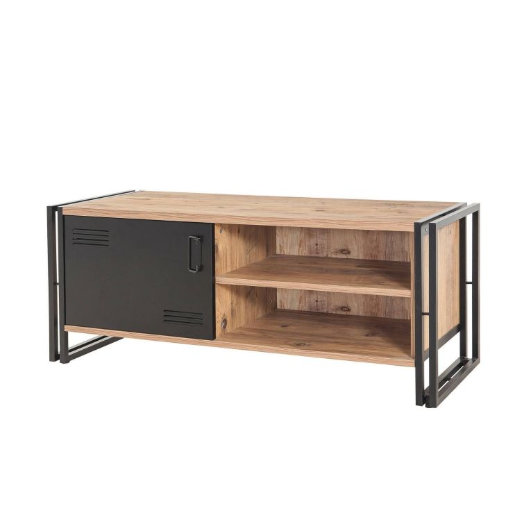 Mobile TV quercia e nero 130x45x50h cm in legno - Cyprien