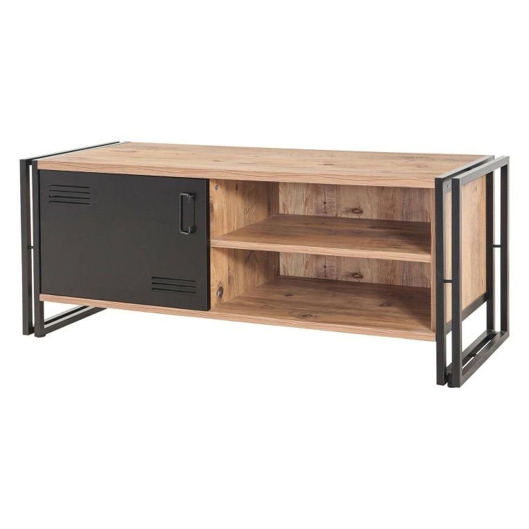 Mobile TV quercia e nero 130x45x50h cm in legno - Cyprien