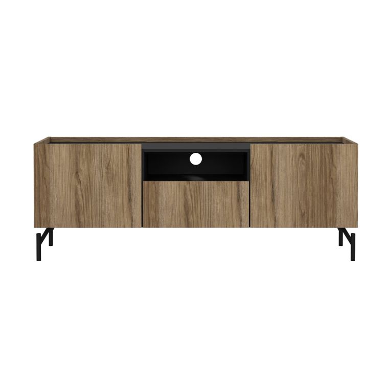 Mobile TV quercia e nero 147x41x54h cm 2 ante e 1 cassetto - Duchi