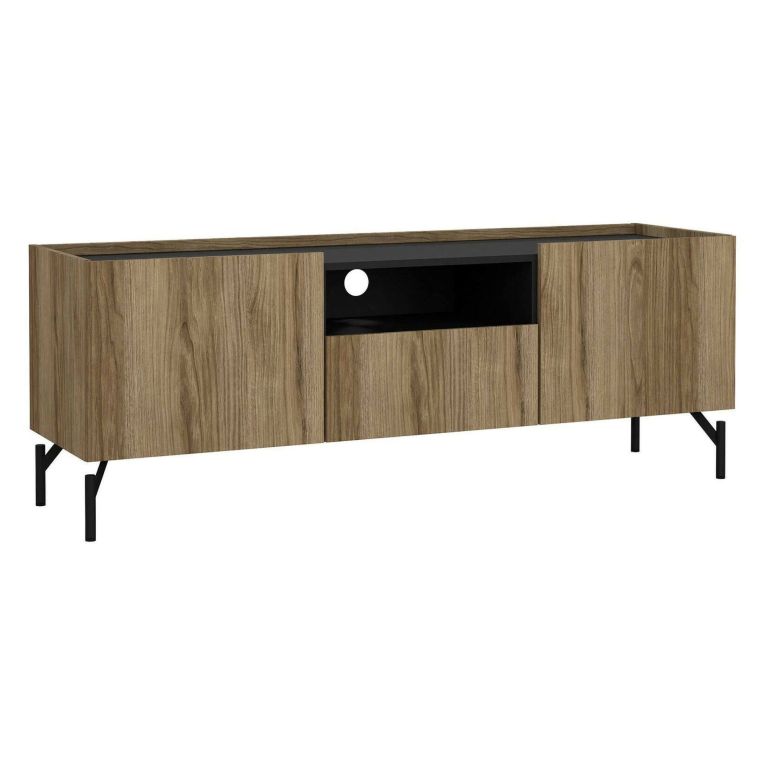 Mobile TV quercia e nero 147x41x54h cm 2 ante e 1 cassetto - Duchi