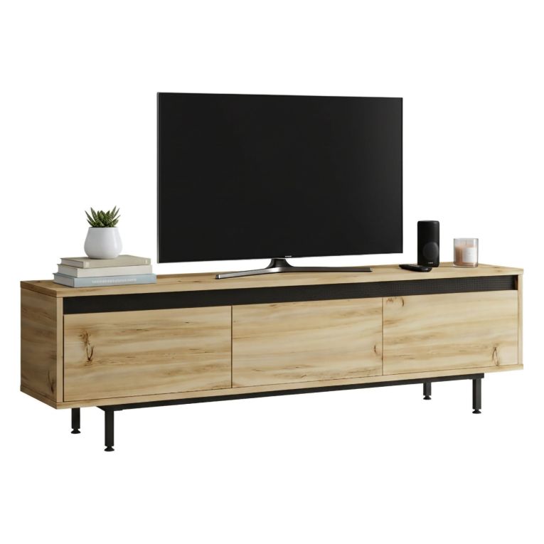 Mobile TV quercia e nero 160x35x45h cm 3 ante - Titli