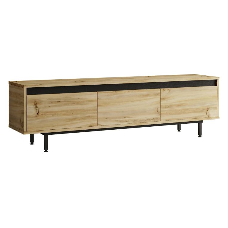 Mobile TV quercia e nero 160x35x45h cm 3 ante - Titli