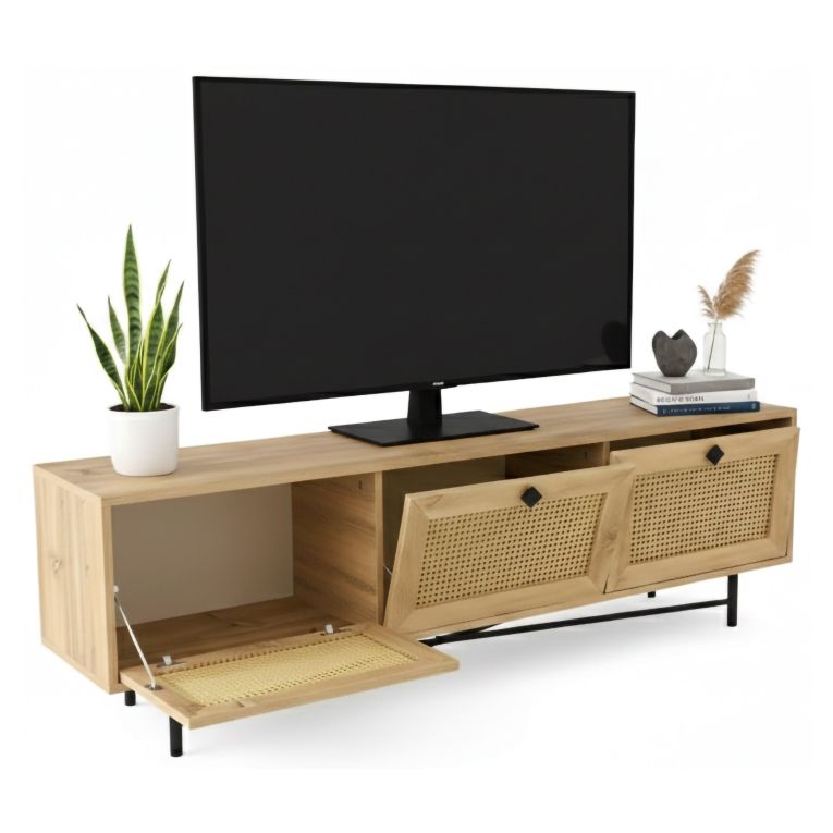 Mobile TV quercia e nero 180x40x60h cm 3 ante - Assemini