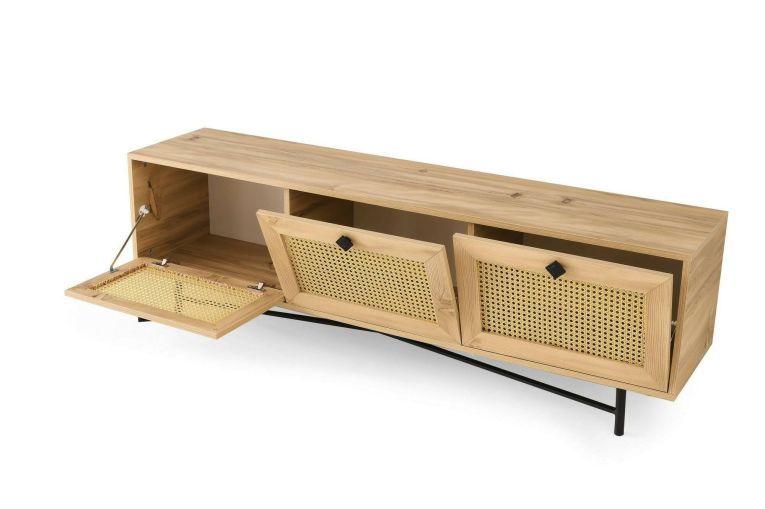 Mobile TV quercia e nero 180x40x60h cm 3 ante - Assemini