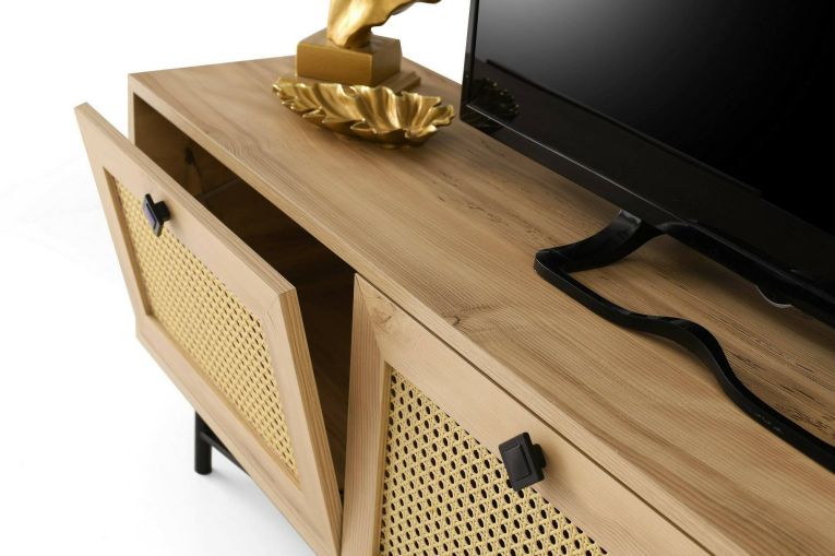 Mobile TV quercia e nero 180x40x60h cm 3 ante - Assemini