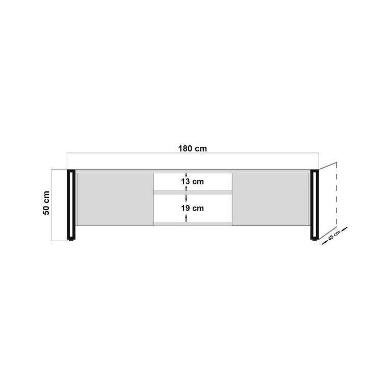 Mobile TV quercia e nero 180x45x50h cm 2 ante - Luban
