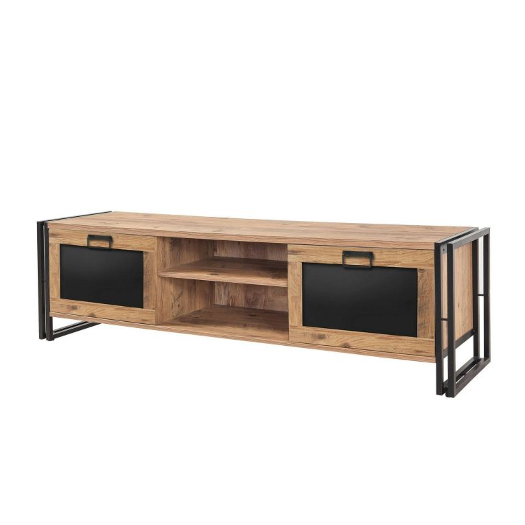Mobile TV quercia e nero 180x45x50h cm 2 ante - Luban