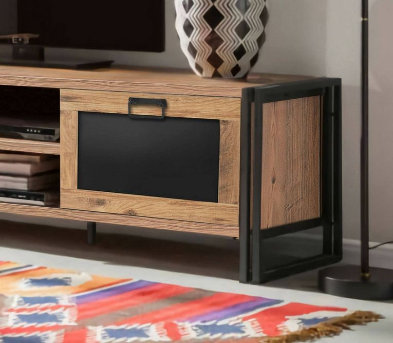 Mobile TV quercia e nero 180x45x50h cm 2 ante - Luban