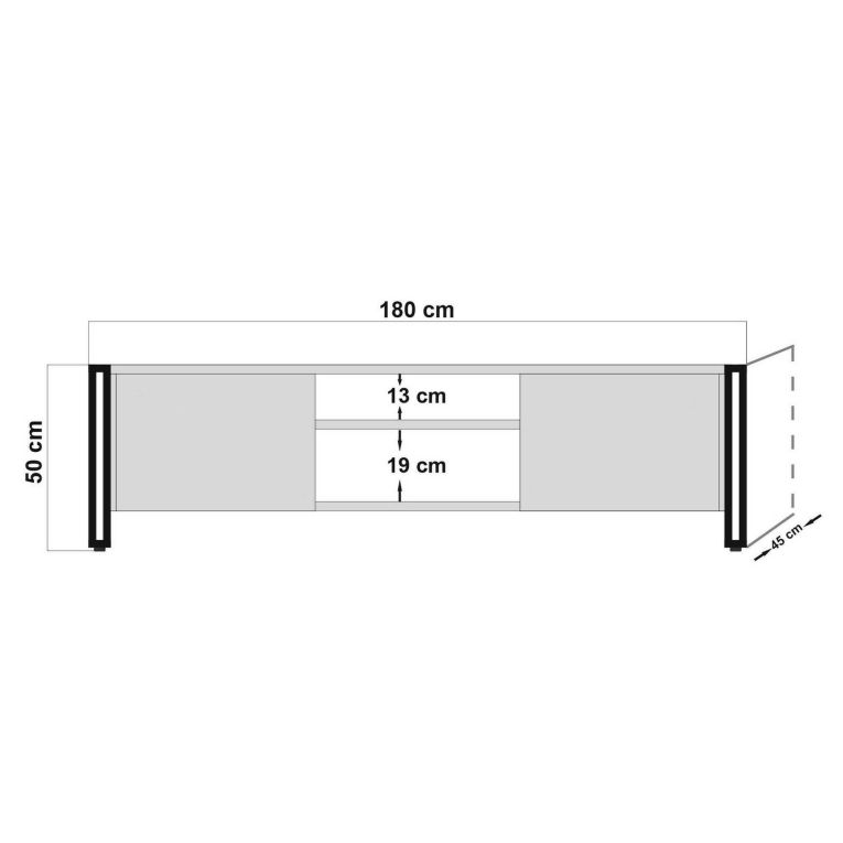 Mobile TV quercia e nero 180x45x50h cm 2 ante - Luban