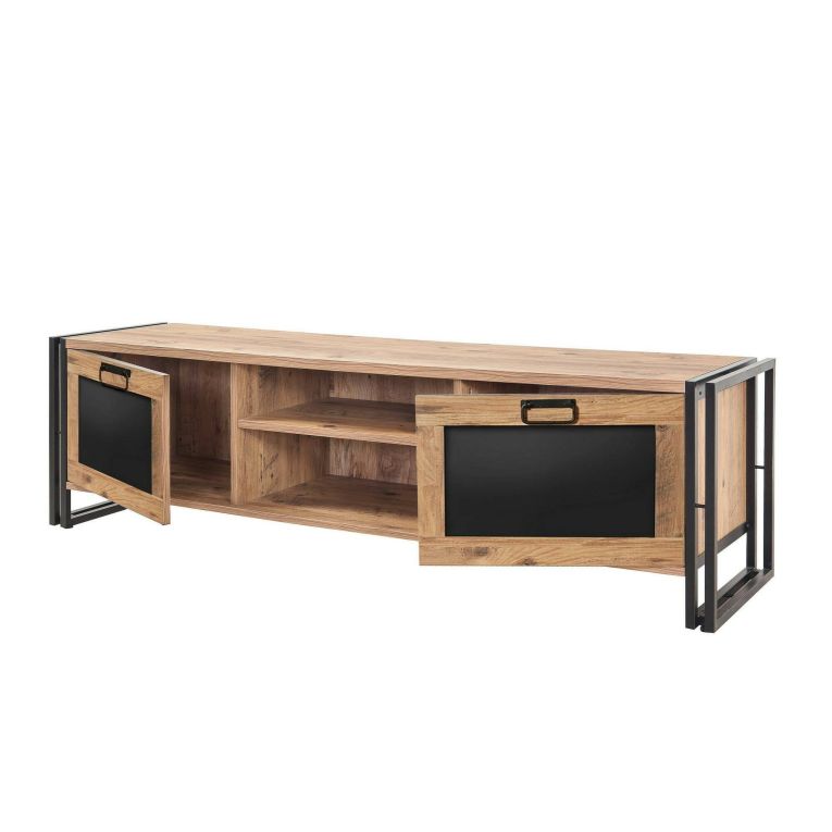 Mobile TV quercia e nero 180x45x50h cm 2 ante - Luban