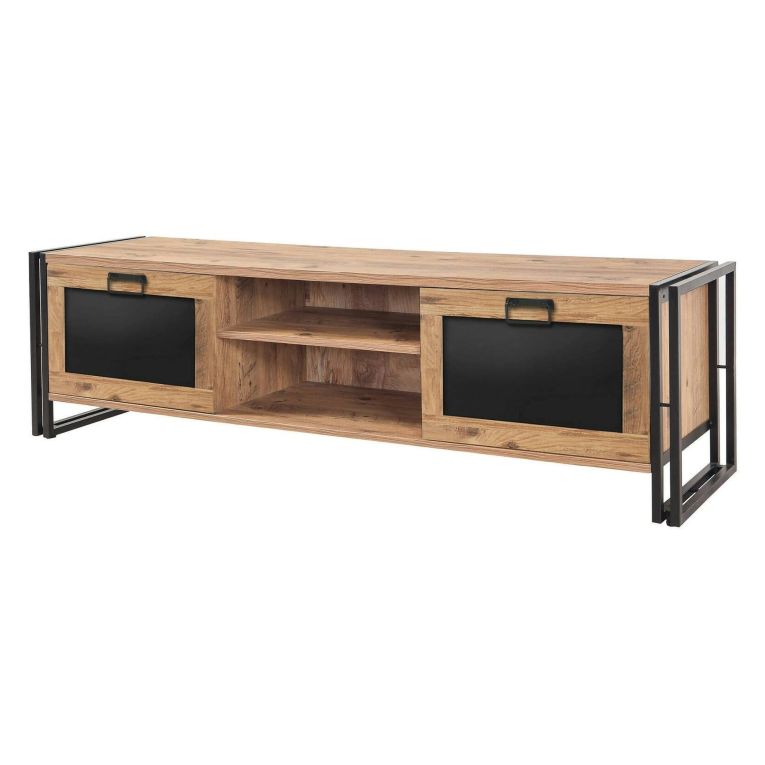 Mobile TV quercia e nero 180x45x50h cm 2 ante - Luban