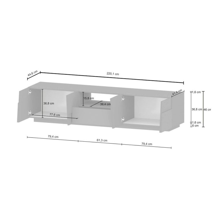 Mobile TV rovere 220x44x46h cm 4 ante e 1 cassetto - Maestrale