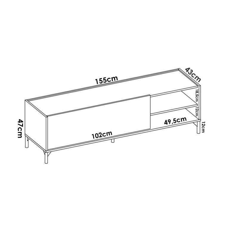 Mobile TV rovere e bianco 155x43x47h cm modulabile - Allesia