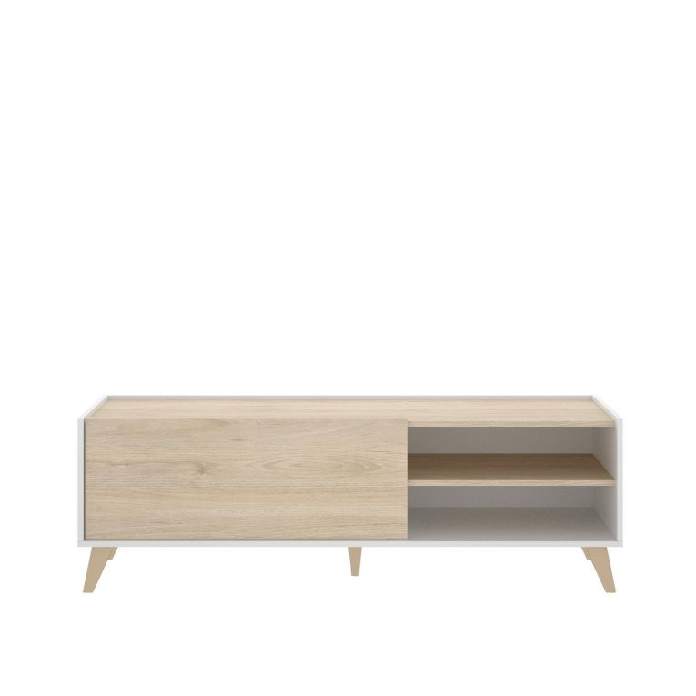 Mobile TV rovere e bianco 155x43x47h cm modulabile - Allesia