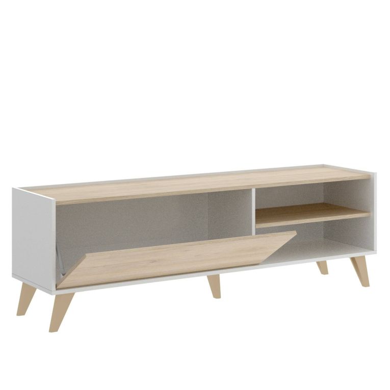 Mobile TV rovere e bianco 155x43x47h cm modulabile - Allesia