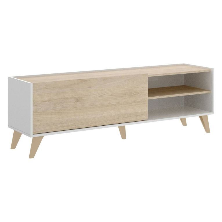 Mobile TV rovere e bianco 155x43x47h cm modulabile - Allesia