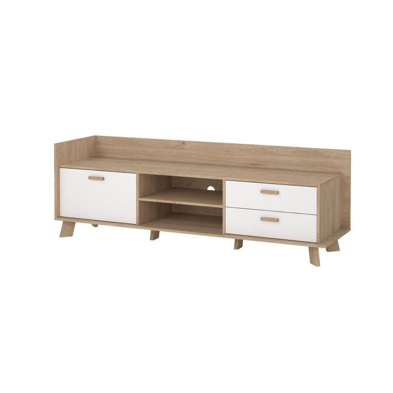Mobile TV rovere e bianco 181x51x61h cm 2 ante e 1 cassetto - Agathis