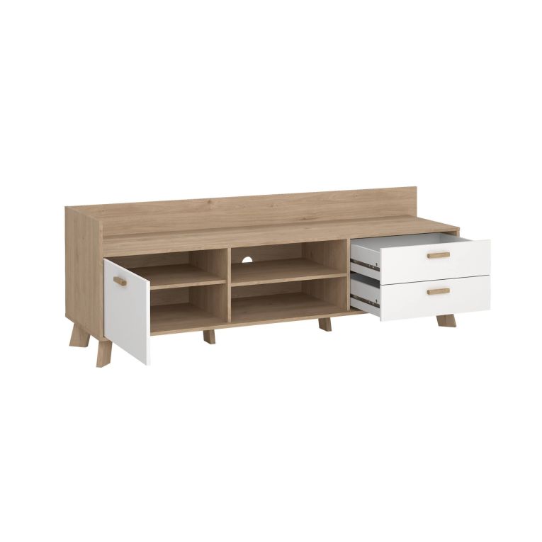 Mobile TV rovere e bianco 181x51x61h cm 2 ante e 1 cassetto - Agathis