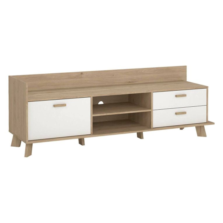 Mobile TV rovere e bianco 181x51x61h cm 2 ante e 1 cassetto - Agathis