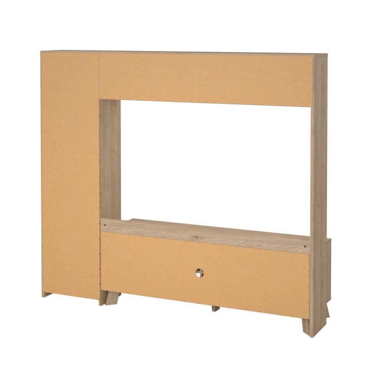 Mobile TV rovere e bianco lucido 208x48x182h cm 2 ante e 2 cassetti - Calabria