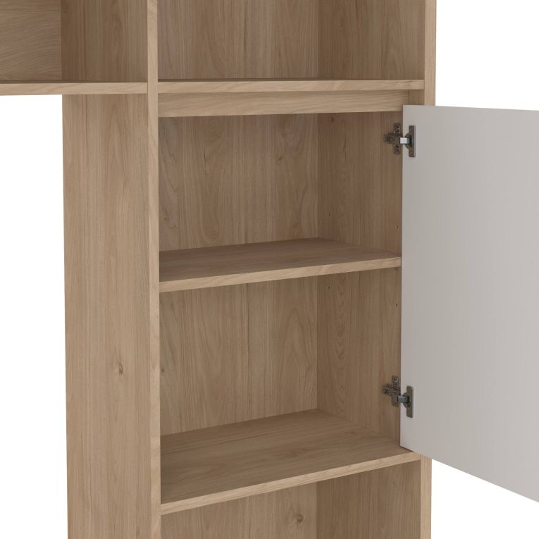 Mobile TV rovere e bianco lucido 208x48x182h cm 2 ante e 2 cassetti - Calabria