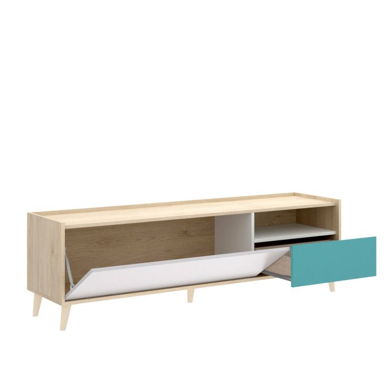 Mobile TV rovere e grigio 155x43x47h cm modulabile con 1 cassetto - Axterix