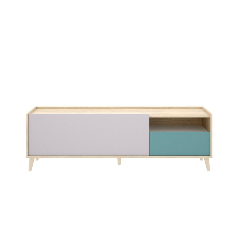 Mobile TV rovere e grigio 155x43x47h cm modulabile con 1 cassetto - Axterix
