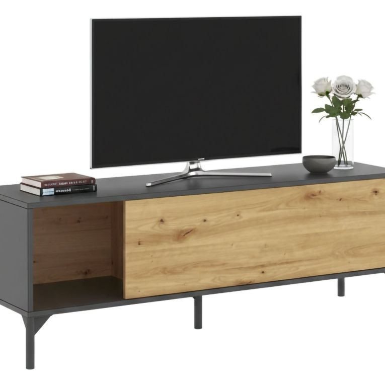 Mobile TV rovere nodi e antracite 132x38x44h cm modulabile - Porcia