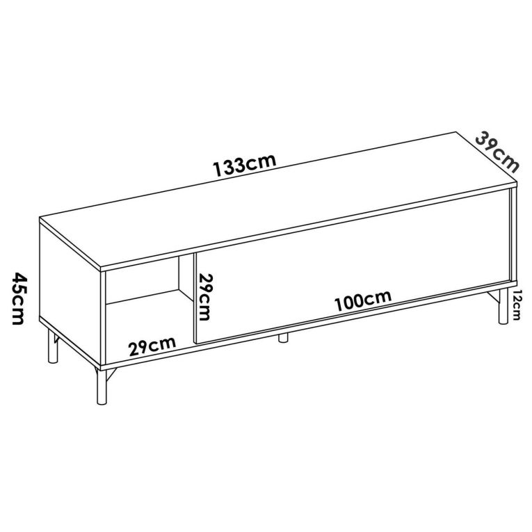 Mobile TV rovere nodi e antracite 132x38x44h cm modulabile - Porcia