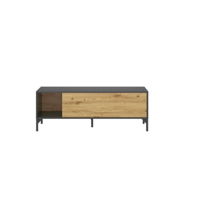 Mobile TV rovere nodi e antracite 132x38x44h cm modulabile - Porcia