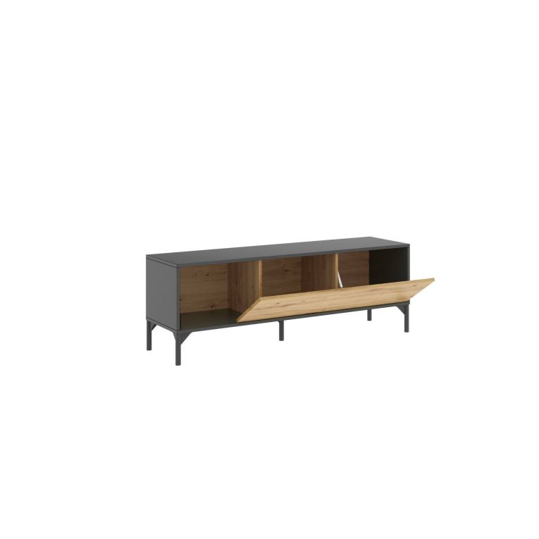Mobile TV rovere nodi e antracite 132x38x44h cm modulabile - Porcia