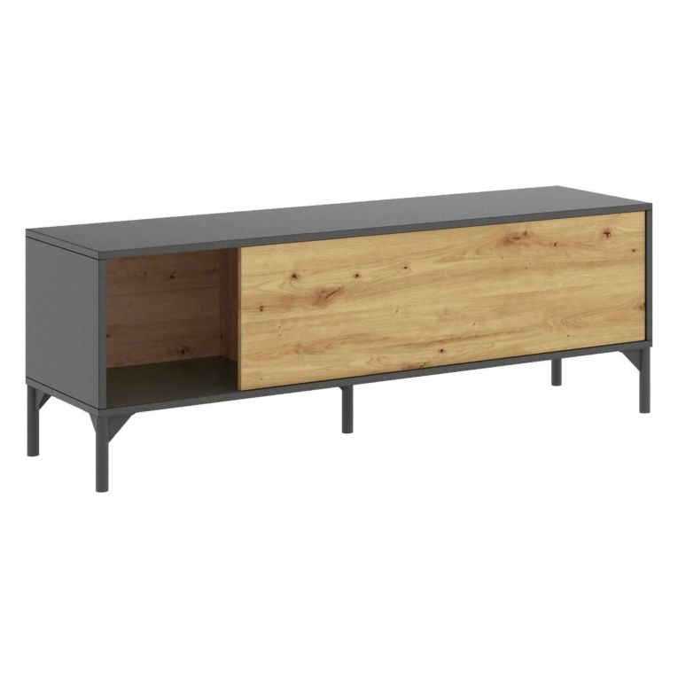 Mobile TV rovere nodi e antracite 132x38x44h cm modulabile - Porcia