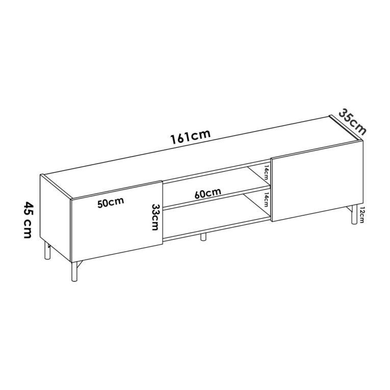 Mobile TV rovere nodi e antracite 161x35x45h cm 2 ante - Arya