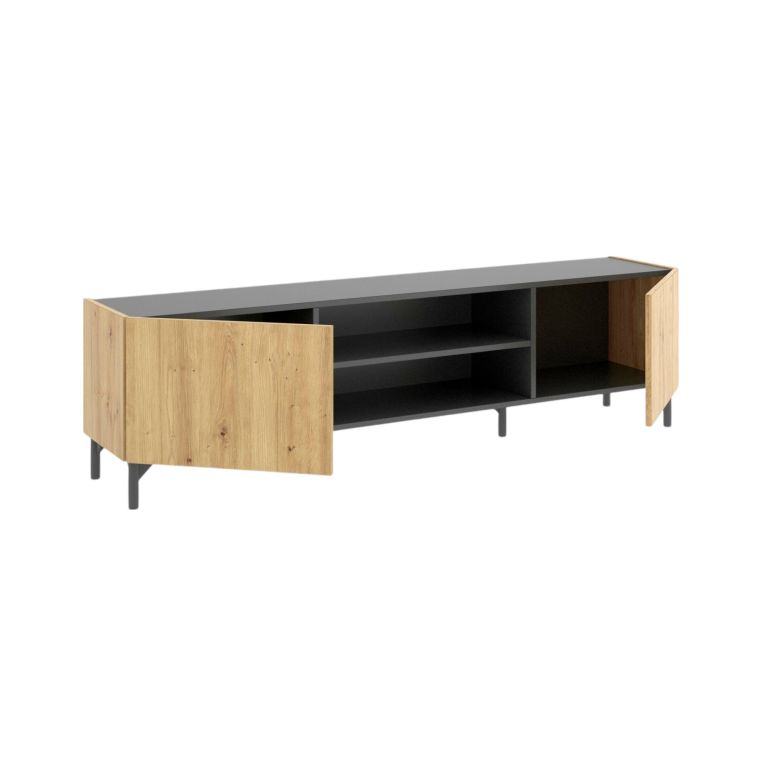 Mobile TV rovere nodi e antracite 161x35x45h cm 2 ante - Arya