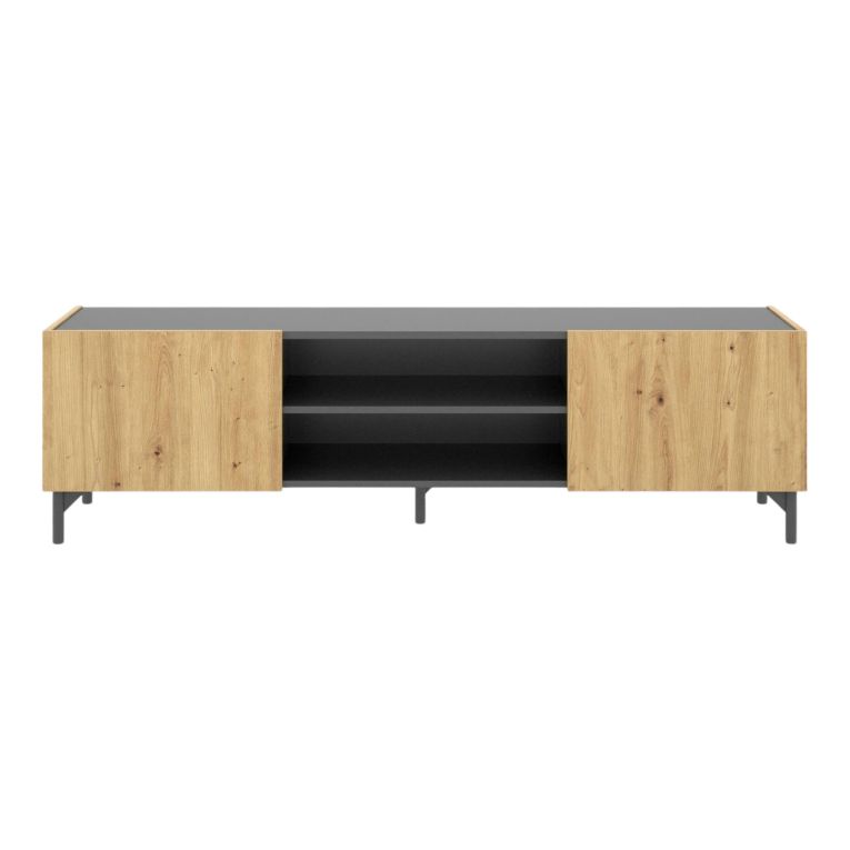 Mobile TV rovere nodi e antracite 161x35x45h cm 2 ante - Arya