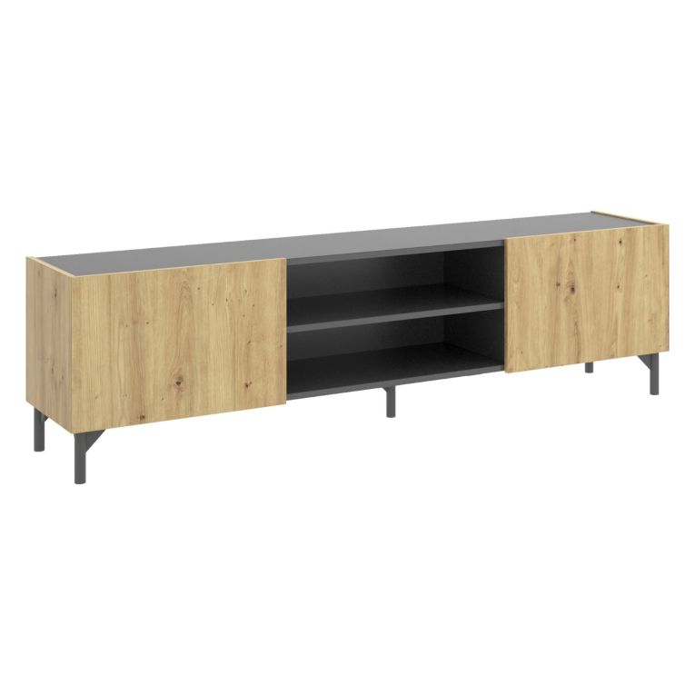 Mobile TV rovere nodi e antracite 161x35x45h cm 2 ante - Arya