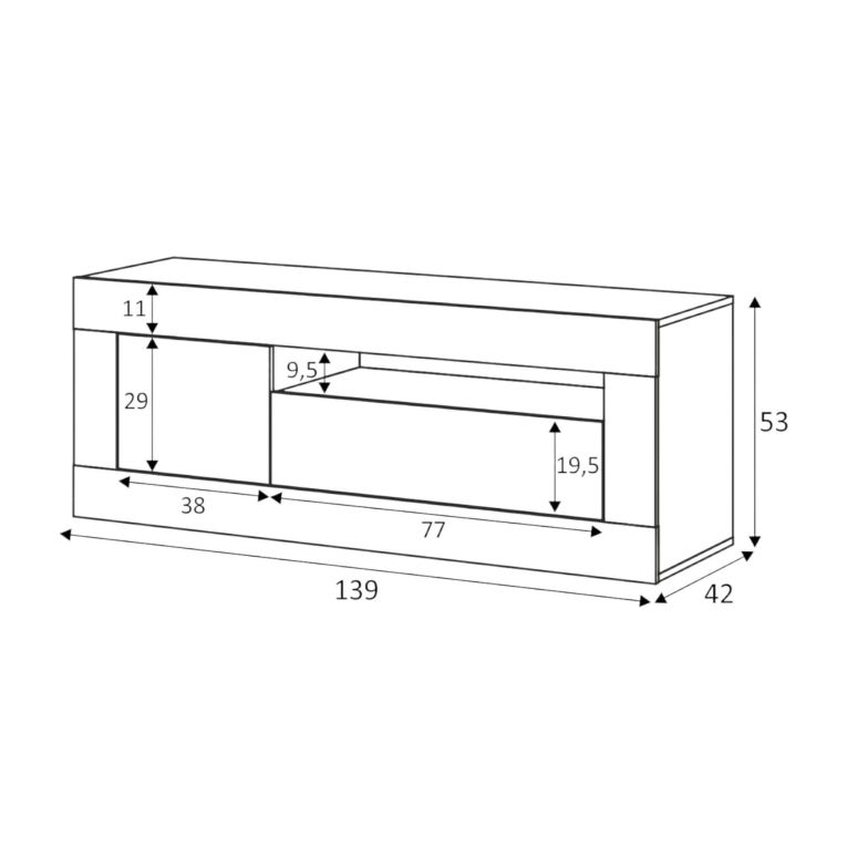 Mobile TV rovere nodi e bianco 139x42x53h cm 2 ante - Kunzite