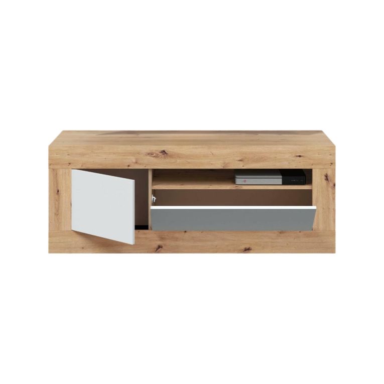 Mobile TV rovere nodi e bianco 139x42x53h cm 2 ante - Kunzite
