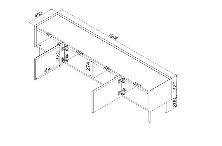 Mobile TV verde e rovere 200x40x52h cm 4 ante - Scopa
