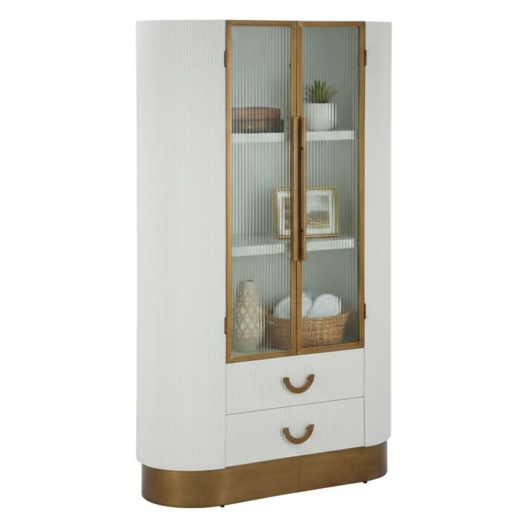 Mobile vetrina 2 ante 85x40x160h cm bianco e marrone - Sable
