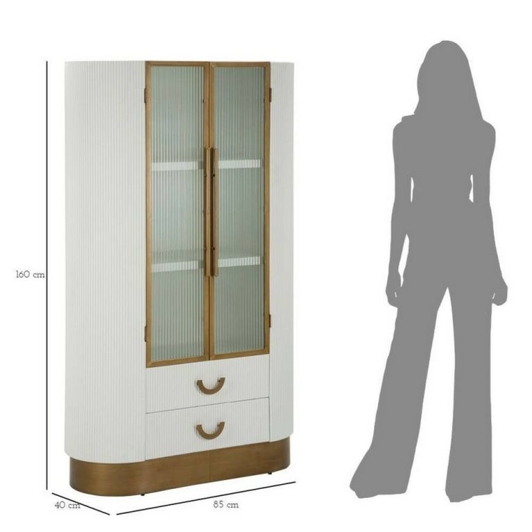 Mobile vetrina 2 ante 85x40x160h cm bianco e marrone - Sable