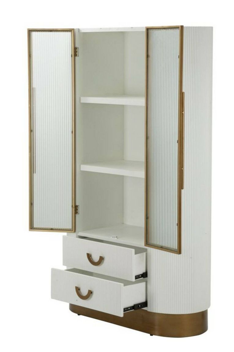 Mobile vetrina 2 ante 85x40x160h cm bianco e marrone - Sable