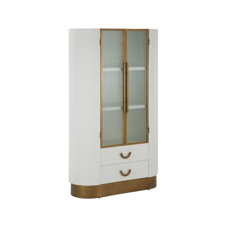 Mobile vetrina 2 ante 85x40x160h cm bianco e marrone - Sable