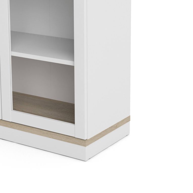Mobile vetrina 2 ante 88x36x200h cm bianco e quercia - Axinte