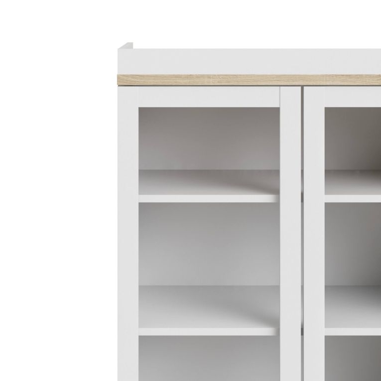 Mobile vetrina 2 ante 88x36x200h cm bianco e quercia - Axinte