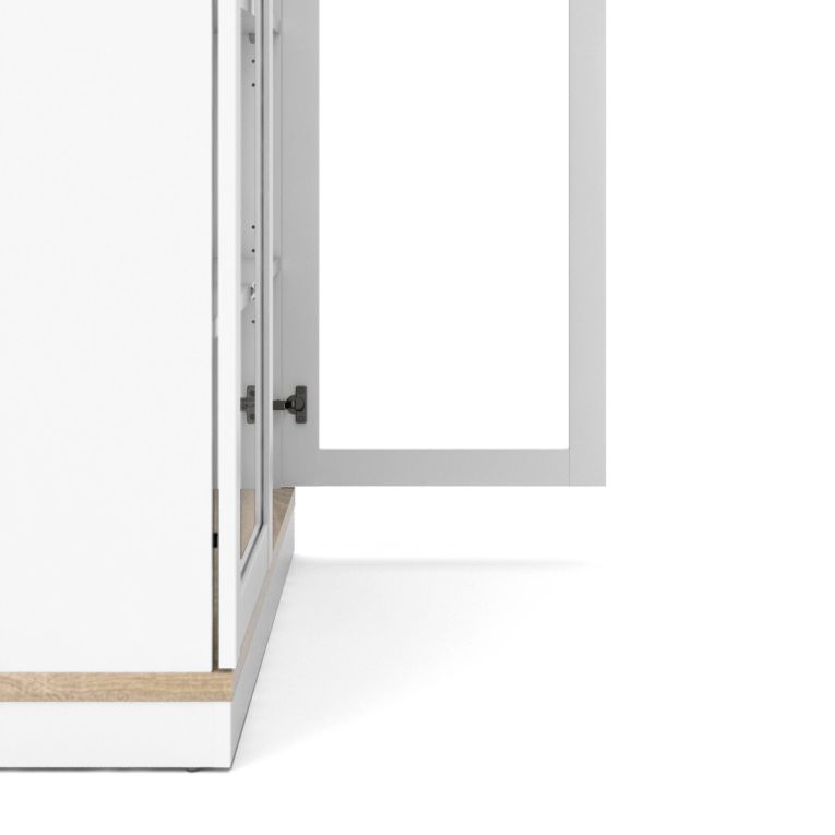 Mobile vetrina 2 ante 88x36x200h cm bianco e quercia - Axinte