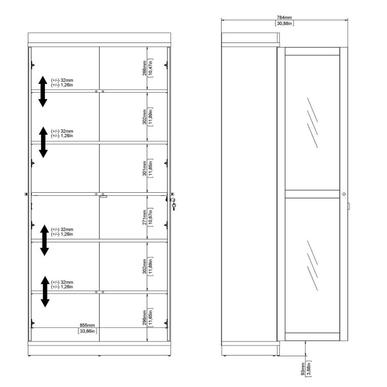 Mobile vetrina 2 ante 88x36x200h cm nero e noce - Axinte