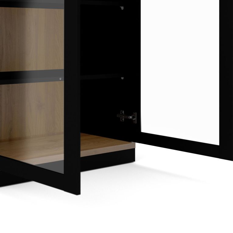 Mobile vetrina 2 ante 88x36x200h cm nero e noce - Axinte